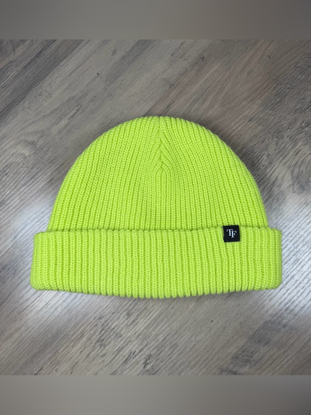 Teddy Fresh Neon Green Ribbed Cuffed Beanie Hat One Size